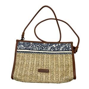 SAKROOTS Roma Mini Crossbody Bag Toile Purse Light Weight Nature Floral Jute
